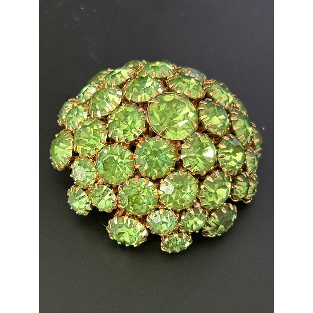 Vibrant Green Crystal Brooch
